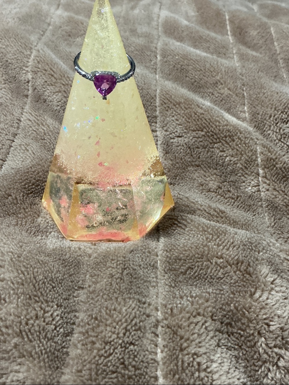 Silver Ring with Heart-Shaped Pink Stone